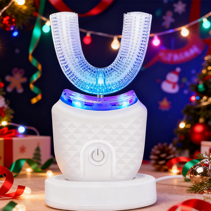Teeth Whitening Light Kit - Portable U-shaped electric toothbrush, ultrasonic 360-degree