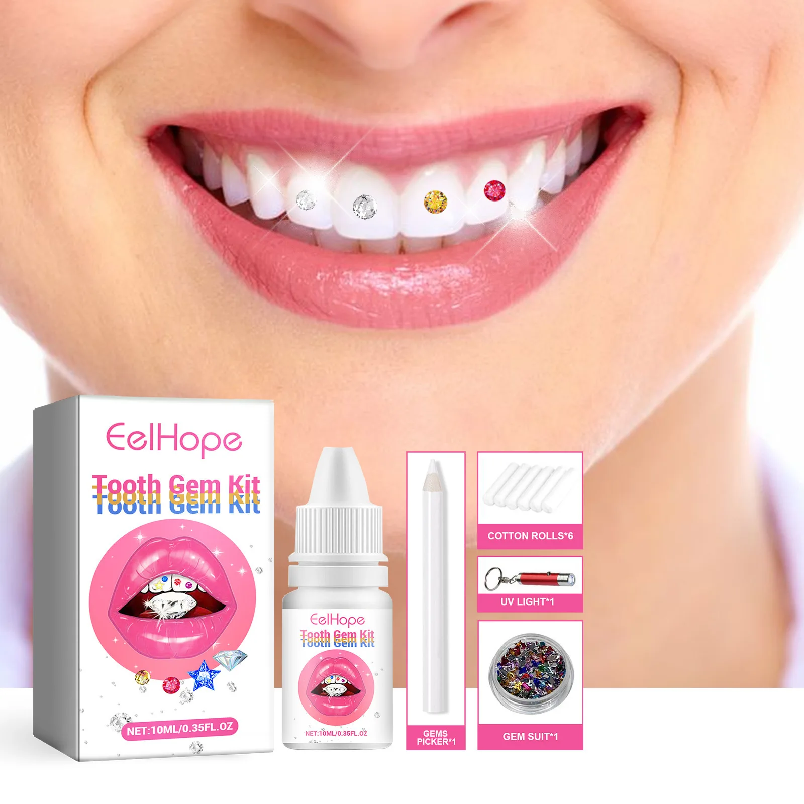 Teeth Whitening Light Kit - Tooth Jewelry Kit DIY Clear Precious