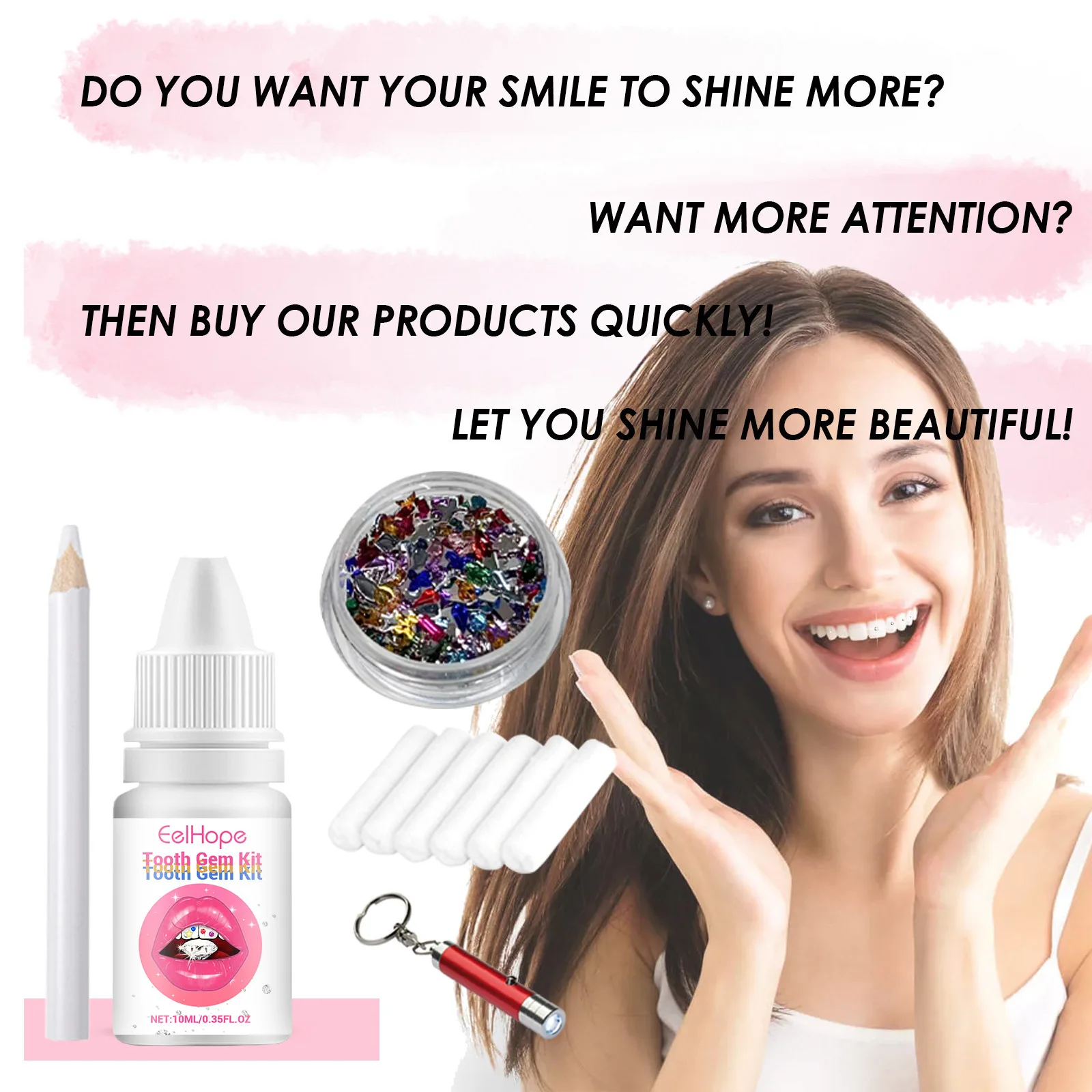 Tooth Jewelry Kit DIY Clear Pr - Teeth Whitening Light Kit 评论和价格